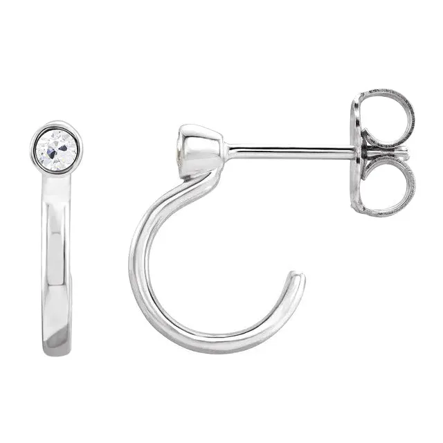 Earrings White Gold Ladies Open Hoop Earrings Old Miner Bezel Set 2 Carats Natural Earth Mined Diamond HarryChadEntcom