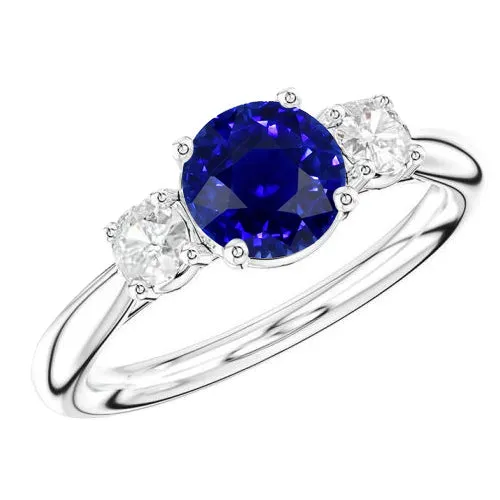 Engagement Three Stone Ring Round Blue Sapphire 250 Carats Natural Earth Mined Diamonds HarryChadEntcom Rings Engagement Three Stone Ring Round Blue Sapphire 250 Carats Natural Earth Mined Diamonds HarryChadEntcom Rings