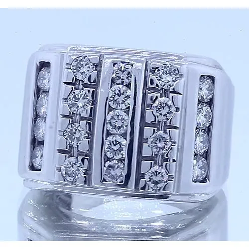 GB 210 Carats Gents Ring Round Natural Earth Mined Diamonds White Gold 14K Vs1 F Rings GB 210 Carats Gents Ring Round Natural Earth Mined Diamonds White Gold 14K Vs1 F Rings