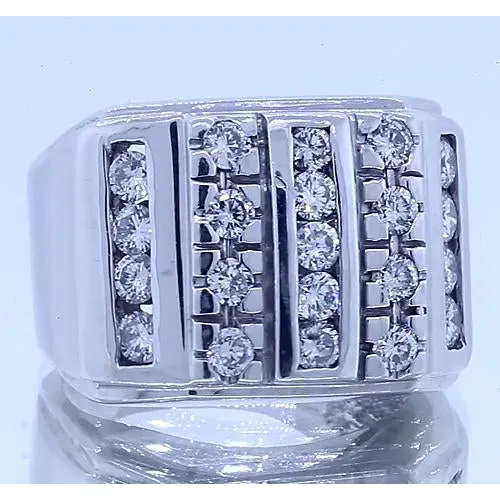 GB 210 Carats Gents Ring Round Natural Earth Mined Diamonds White Gold 14K Vs1 F Rings GB 210 Carats Gents Ring Round Natural Earth Mined Diamonds White Gold 14K Vs1 F Rings