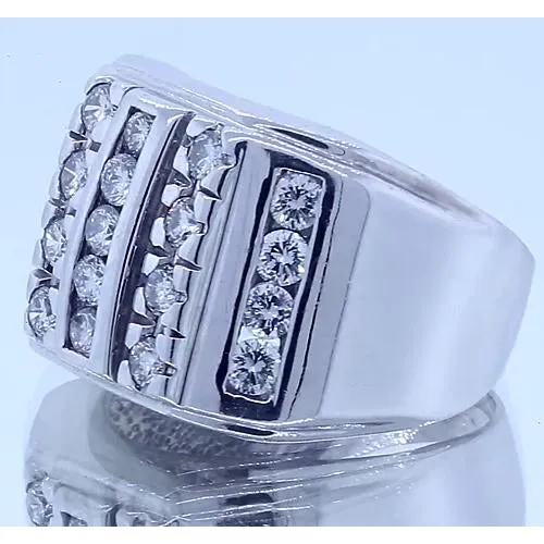 GB 210 Carats Gents Ring Round Natural Earth Mined Diamonds White Gold 14K Vs1 F Rings GB 210 Carats Gents Ring Round Natural Earth Mined Diamonds White Gold 14K Vs1 F Rings