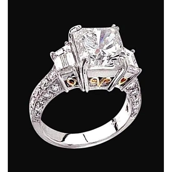 GB 366 Carat Natural Earth Mined Diamond Three Stone Ring Two Tone 14K New Rings GB 366 Carat Natural Earth Mined Diamond Three Stone Ring Two Tone 14K New Rings