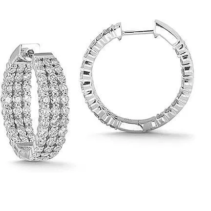 GB 430 Carats In And Out 3 Row Natural Earth Mined Diamonds Hoop Earrings White Gold 14K Earrings GB 430 Carats In And Out 3 Row Natural Earth Mined Diamonds Hoop Earrings White Gold 14K Earrings