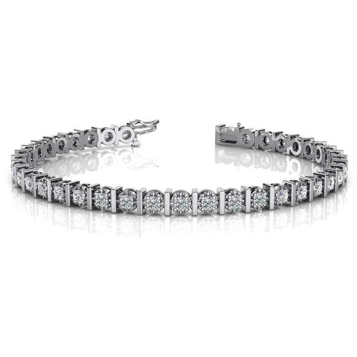 GB 8 Ct Round Cut Prong Illusion Set Natural Earth Mined Diamonds Tennis Bracelet Bracelets GB 8 Ct Round Cut Prong Illusion Set Natural Earth Mined Diamonds Tennis Bracelet Bracelets