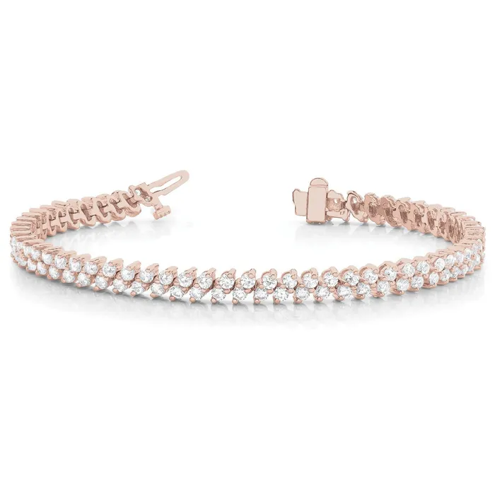 GB Bracelets 785 Carats Round Natural Earth Mined Diamond Tennis Bracelet Rose Gold 14K GB Bracelets 785 Carats Round Natural Earth Mined Diamond Tennis Bracelet Rose Gold 14K
