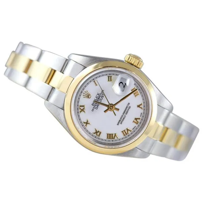 GB Bracelets Bezel White Roman Dial Datejust Rolex Watch Ss Gold Bracelet GB Bracelets Bezel White Roman Dial Datejust Rolex Watch Ss Gold Bracelet