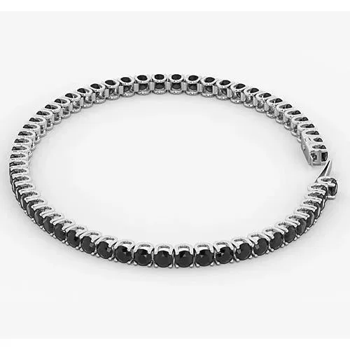 GB Bracelets Real Tennis Bracelet Black Natural Earth Mined Diamond 590 Carats White Gold 14K Jewelry GB Bracelets Real Tennis Bracelet Black Natural Earth Mined Diamond 590 Carats White Gold 14K Jewelry