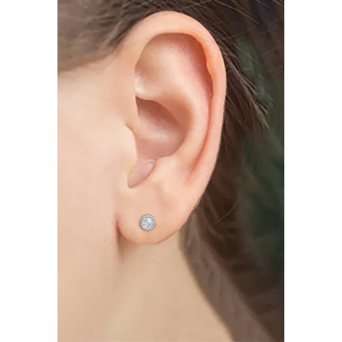 GB Earrings 15 Ct Bezel Set F Vs1 Round Natural Earth Mined Diamond Stud Earring White Gold GB Earrings 15 Ct Bezel Set F Vs1 Round Natural Earth Mined Diamond Stud Earring White Gold