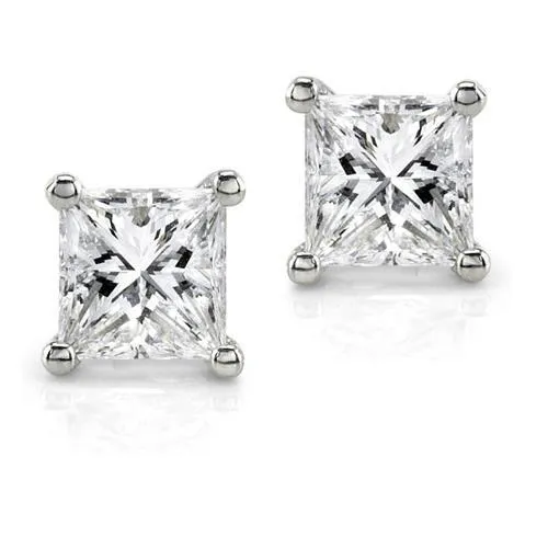 GB Earrings 1 Carat Prong Set Princess Cut Natural Earth Mined Diamond Stud Earring 14K White Gold GB Earrings 1 Carat Prong Set Princess Cut Natural Earth Mined Diamond Stud Earring 14K White Gold