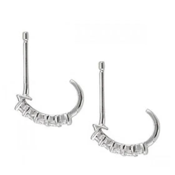 GB Earrings 1 Carat Round Natural Earth Mined Diamond JHoop Earrings 14K White Gold