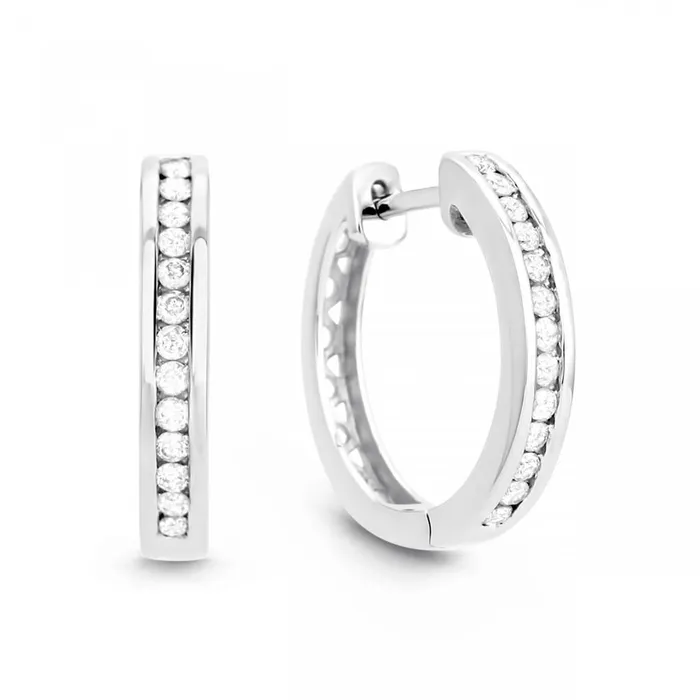 GB Earrings 26 Ct Round Natural Earth Mined Diamond Hoop Earrings