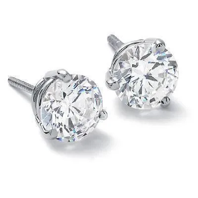 GB Earrings Round Genuine Natural Earth Mined Diamond Stud Earrings Women Fine White Gold Jewelry 2 Ct GB Earrings Round Genuine Natural Earth Mined Diamond Stud Earrings Women Fine White Gold Jewelry 2 Ct