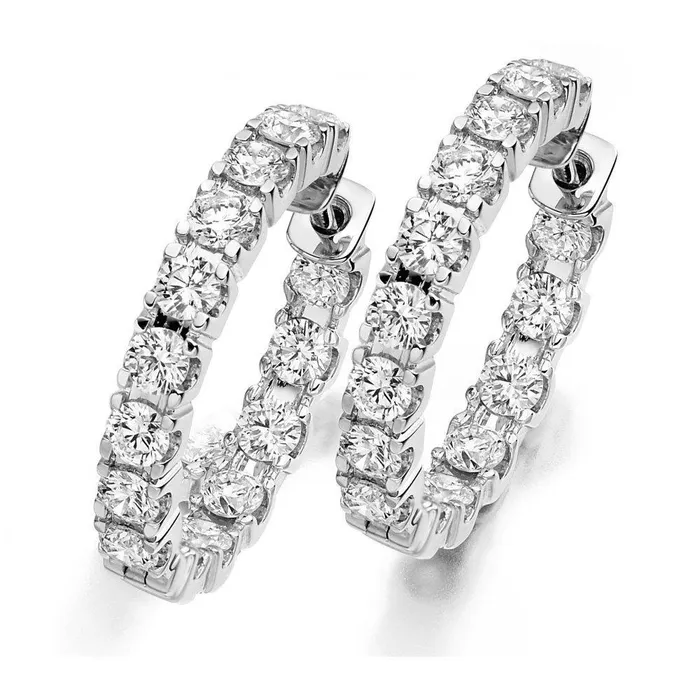 GB Earrings Sparkling 570 Carats Natural Earth Mined Diamonds Women Hoop Earrings 14K Gold White GB Earrings Sparkling 570 Carats Natural Earth Mined Diamonds Women Hoop Earrings 14K Gold White