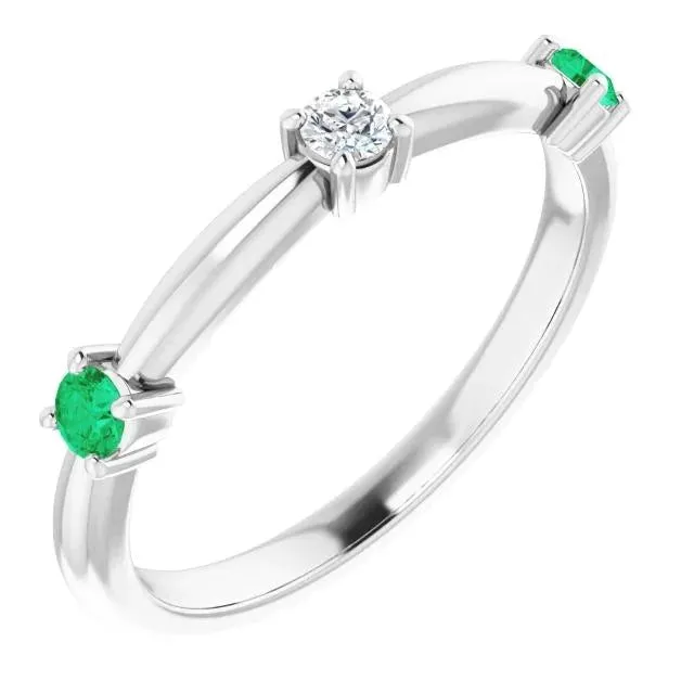 GB Emerald Stone Promise Ring 150 Carats White Gold 14K Rings