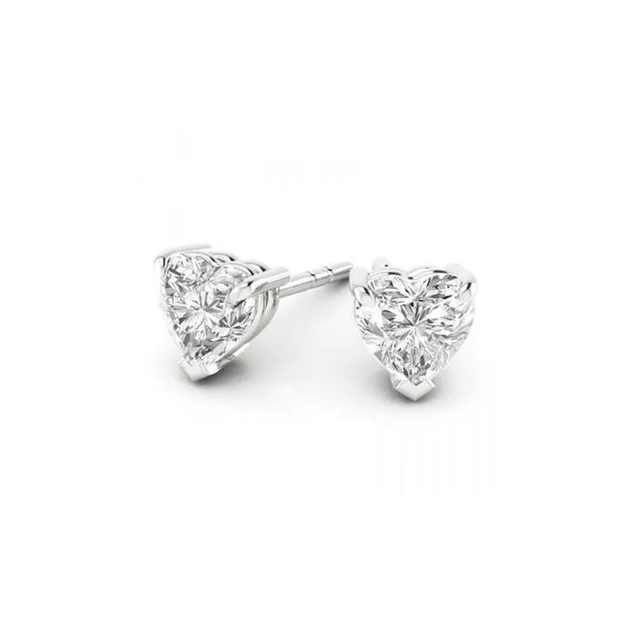 GB Heart Cut Natural Earth Mined Diamond Women Stud Earring White Gold Jewelry New 1 Carats Earrings GB Heart Cut Natural Earth Mined Diamond Women Stud Earring White Gold Jewelry New 1 Carats Earrings