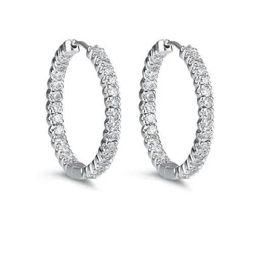 GB Hoop Earrings 560 Carats Sparkling Round Cut Natural Earth Mined Diamonds Gold White 14K Earrings GB Hoop Earrings 560 Carats Sparkling Round Cut Natural Earth Mined Diamonds Gold White 14K Earrings