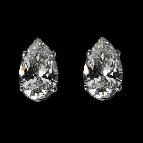 GB Natural Earth Mined Diamonds Women Stud Earring 35 Carats White Gold Pear Cut Earrings GB Natural Earth Mined Diamonds Women Stud Earring 35 Carats White Gold Pear Cut Earrings