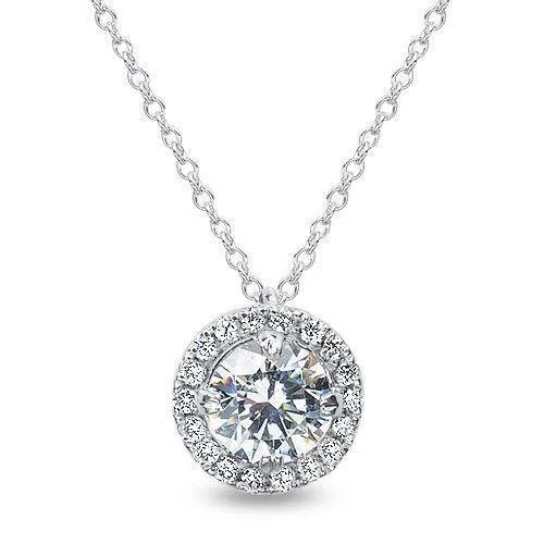 GB Necklaces Round Brilliant Cut Natural Earth Mined Diamond Necklace Pendant 170 Carat White Gold 14K GB Necklaces Round Brilliant Cut Natural Earth Mined Diamond Necklace Pendant 170 Carat White Gold 14K