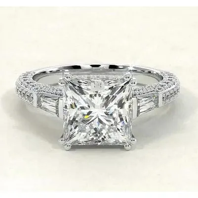 GB Princess Baguette Natural Earth Mined Diamond Engagement Ring 510 Carats Jewelry New Rings GB Princess Baguette Natural Earth Mined Diamond Engagement Ring 510 Carats Jewelry New Rings
