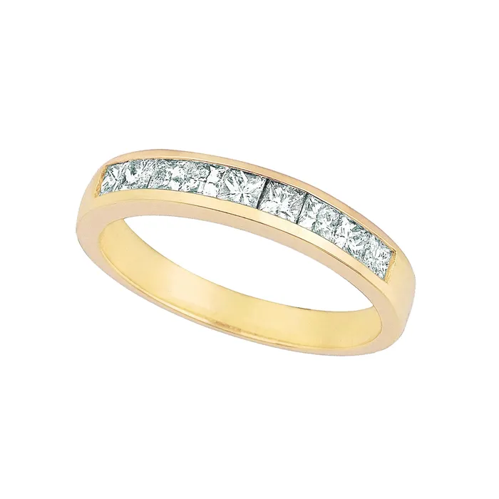 GB Princess Cut Natural Earth Mined Diamond Eternity Band 225 Carats 14K Yellow Gold Rings GB Princess Cut Natural Earth Mined Diamond Eternity Band 225 Carats 14K Yellow Gold Rings
