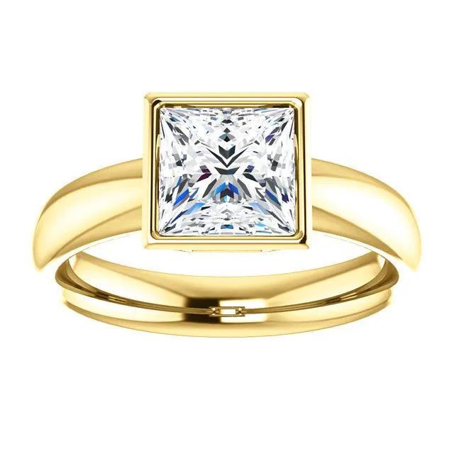 GB Rings 150 Ct Sparkling Princess Natural Earth Mined Diamond Solitaire Ring Bezel Set