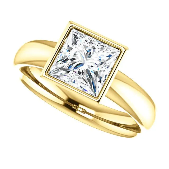 GB Rings 150 Ct Sparkling Princess Natural Earth Mined Diamond Solitaire Ring Bezel Set