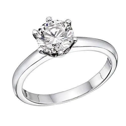 GB Rings 1 Carat Round Solitaire Natural Earth Mined Diamond Ring White Gold Jewelry
