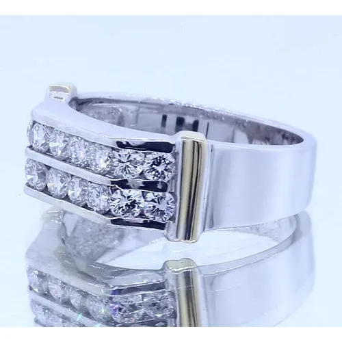 GB Rings 240 Carats Classic Round Natural Earth Mined Diamond Mens Ring 14K White Gold GB Rings 240 Carats Classic Round Natural Earth Mined Diamond Mens Ring 14K White Gold