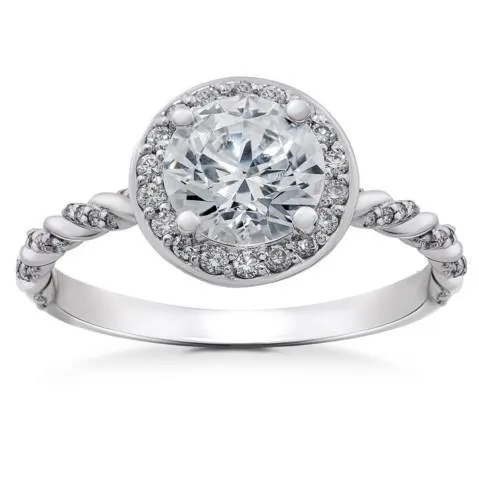 GB Rings 290 Carats Natural Earth Mined Diamond Halo Ring White Gold 14K New