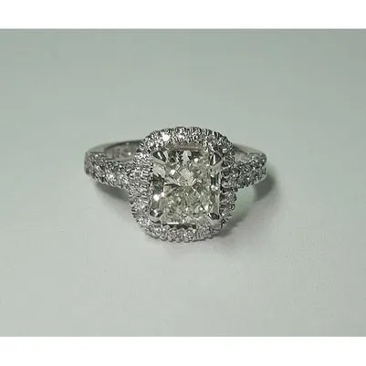 GB Rings 335 Ct Sparkling Cushion Natural Earth Mined Diamond Halo Ring With Accents GB Rings 335 Ct Sparkling Cushion Natural Earth Mined Diamond Halo Ring With Accents