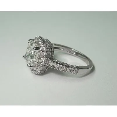 GB Rings 335 Ct Sparkling Cushion Natural Earth Mined Diamond Halo Ring With Accents