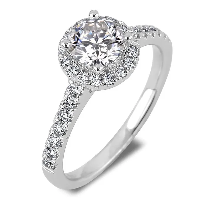 GB Rings 450 Carats Round Cut Natural Earth Mined Diamond Halo Engagement Ring GB Rings 450 Carats Round Cut Natural Earth Mined Diamond Halo Engagement Ring