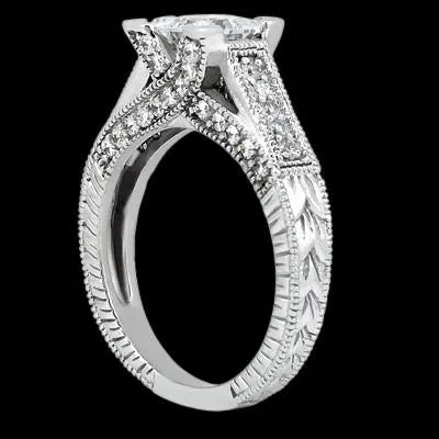 GB Rings Princess Center Natural Earth Mined Diamond 151 Carat Antique Style Engagement Ring GB Rings Princess Center Natural Earth Mined Diamond 151 Carat Antique Style Engagement Ring