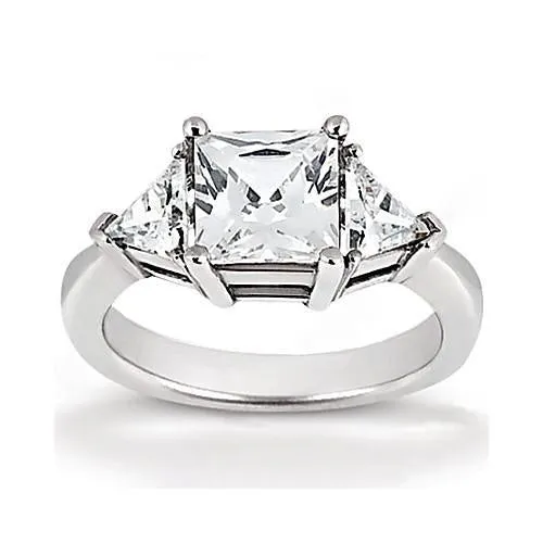 GB Rings Princess Natural Earth Mined Diamond Three Stone Ring With Trillions 220 Ct Jewelry