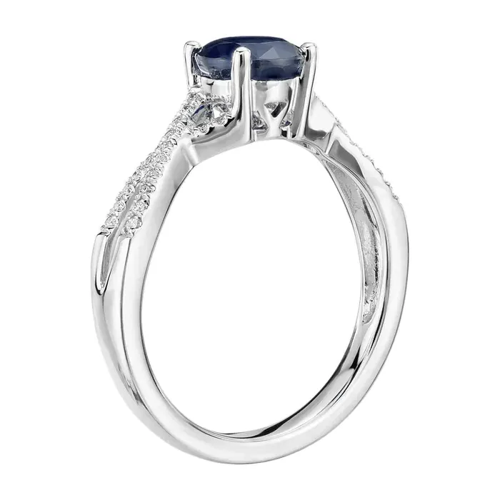 GB Rings Round Sapphire And Natural Earth Mined Diamond Engagement Ring GB Rings Round Sapphire And Natural Earth Mined Diamond Engagement Ring