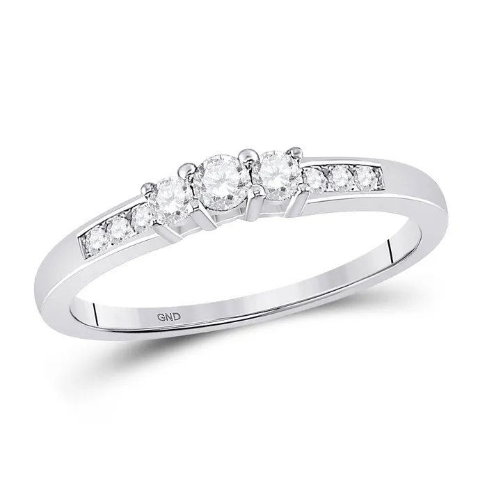GND 14kt White Gold Round Diamond 3stone Wedding Engagement Ring 14 Cttw GND Rings GND 14kt White Gold Round Diamond 3stone Wedding Engagement Ring 14 Cttw GND Rings
