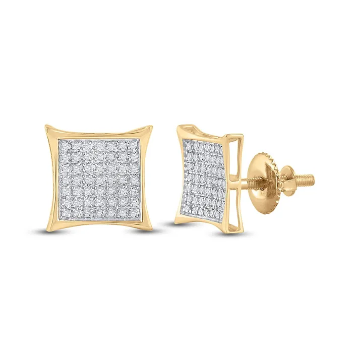GND GND 10kt Yellow Gold Womens Round Diamond Kite Square Earrings 13 Cttw Earrings GND GND 10kt Yellow Gold Womens Round Diamond Kite Square Earrings 13 Cttw Earrings