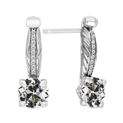 Gold Round Natural Diamond Old Mine Cut Dangle Earrings 250 Carats HarryChadEntcom Earrings