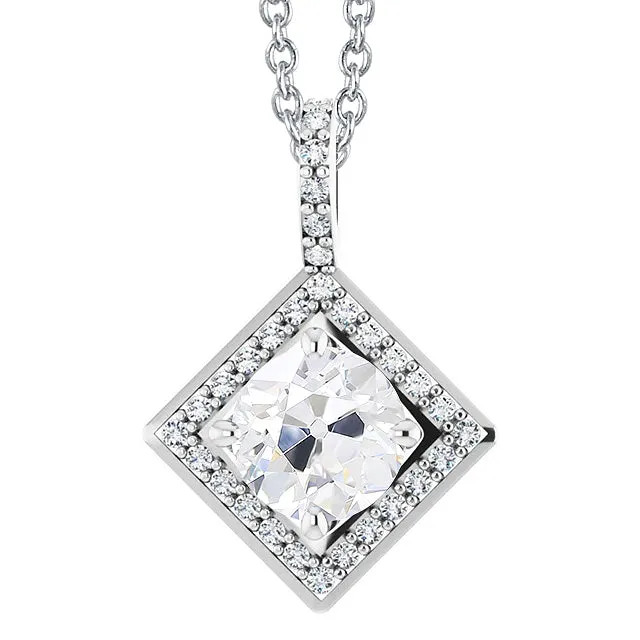 Halo Natural Earth Mined Diamond Pendant With Chain Round Old Cut 450 Carats Gold 14K HarryChadEntcom Necklaces Halo Natural Earth Mined Diamond Pendant With Chain Round Old Cut 450 Carats Gold 14K HarryChadEntcom Necklaces