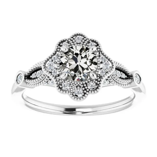Halo Ring Round Old Mine Cut Natural Earth Mined Diamond Milgrain Flower Style 250 Carats HarryChadEntcom Rings Halo Ring Round Old Mine Cut Natural Earth Mined Diamond Milgrain Flower Style 250 Carats HarryChadEntcom Rings