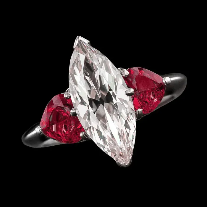HarryChadEntcom 11 Carat Marquise Huge Lab Grown Diamond Ring With Rubies Rings HarryChadEntcom 11 Carat Marquise Huge Lab Grown Diamond Ring With Rubies Rings