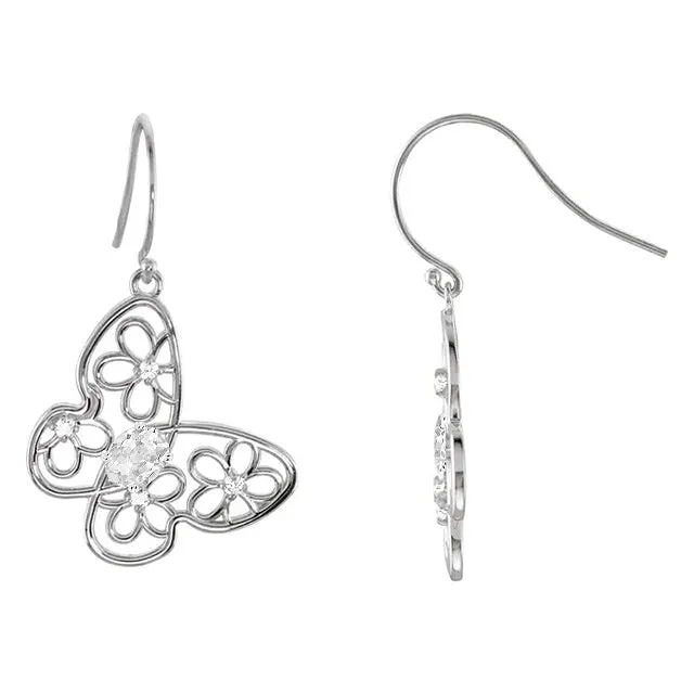 HarryChadEntcom Butterfly Drop Earrings 125 Ct Oval Old Cut Mined Diamond Jewelry Earrings