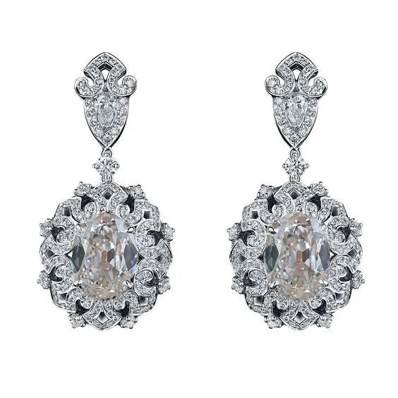 HarryChadEntcom Earrings Flower Style Natural Earth Mined Diamond Drop Earrings Gold Pear Oval Old Cut 4 Carats HarryChadEntcom Earrings Flower Style Natural Earth Mined Diamond Drop Earrings Gold Pear Oval Old Cut 4 Carats