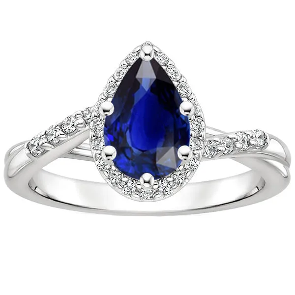 HarryChadEntcom Engagement Ring Twist Style Pear Blue Sapphire Natural Earth Mined Diamonds 5 Carats Rings HarryChadEntcom Engagement Ring Twist Style Pear Blue Sapphire Natural Earth Mined Diamonds 5 Carats Rings
