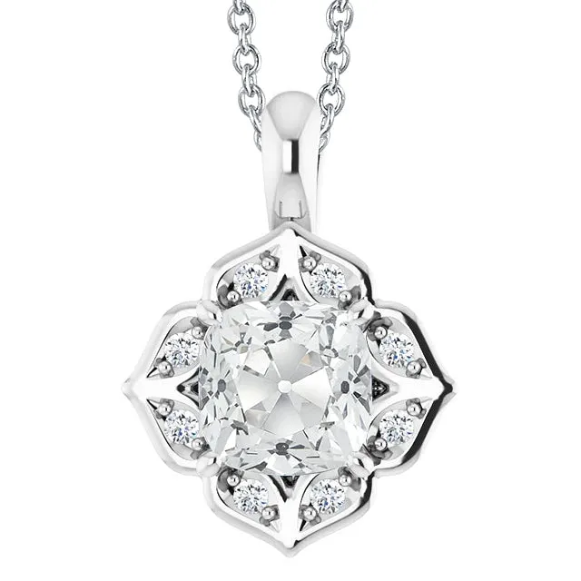 HarryChadEntcom Flower Style Slide Natural Earth Mined Diamond Pendant Cushion Old Cut Necklace 6 Cts Necklaces HarryChadEntcom Flower Style Slide Natural Earth Mined Diamond Pendant Cushion Old Cut Necklace 6 Cts Necklaces