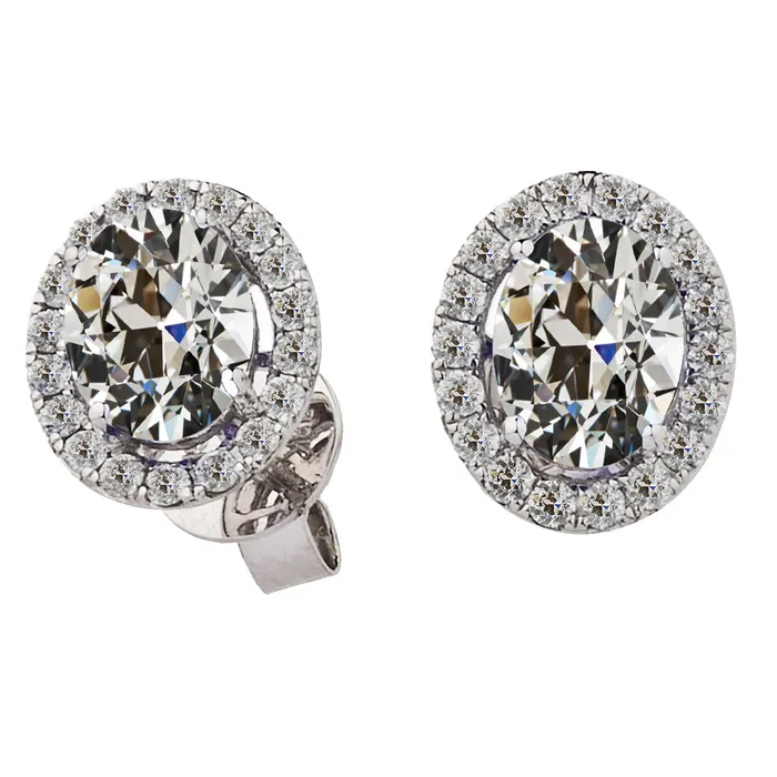 HarryChadEntcom Genuine Diamond Oval Round Old Miner Halo Stud Earrings White Gold 12 Carats Earrings HarryChadEntcom Genuine Diamond Oval Round Old Miner Halo Stud Earrings White Gold 12 Carats Earrings