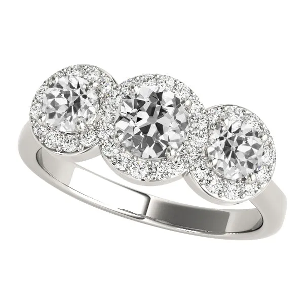 HarryChadEntcom Halo Round Old Mine Cut Natural Earth Mined Diamond Ring 3 Stone Style 6 Carats Rings HarryChadEntcom Halo Round Old Mine Cut Natural Earth Mined Diamond Ring 3 Stone Style 6 Carats Rings