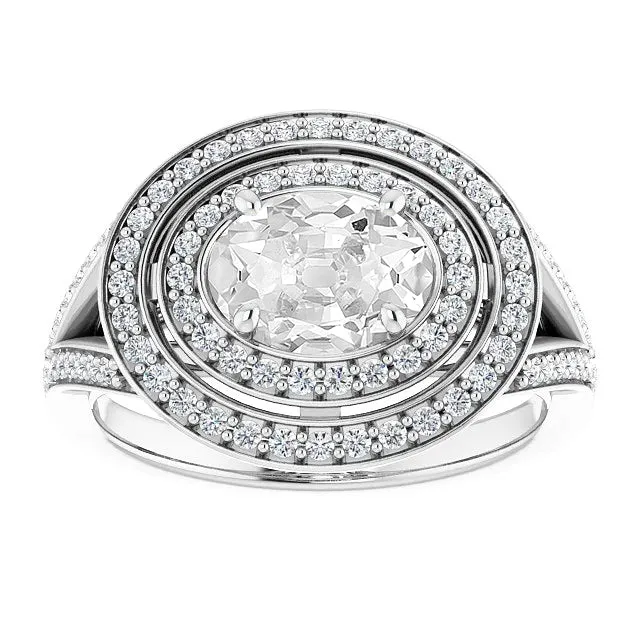HarryChadEntcom Oval Old Miner Natural Earth Mined Diamond Double Halo Ring Prong Set Split Shank 9 Carats Rings HarryChadEntcom Oval Old Miner Natural Earth Mined Diamond Double Halo Ring Prong Set Split Shank 9 Carats Rings