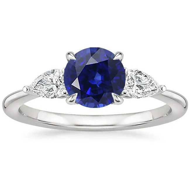 HarryChadEntcom Pear Natural Earth Mined Diamond 3 Stone Ring Round Cut Blue Sapphire Jewelry 3 Carats Rings HarryChadEntcom Pear Natural Earth Mined Diamond 3 Stone Ring Round Cut Blue Sapphire Jewelry 3 Carats Rings