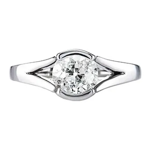 HarryChadEntcom Rings 1 Carat Old European Natural Earth Mined Diamond Solitaire Ring Split Shank Half Bezel Set HarryChadEntcom Rings 1 Carat Old European Natural Earth Mined Diamond Solitaire Ring Split Shank Half Bezel Set